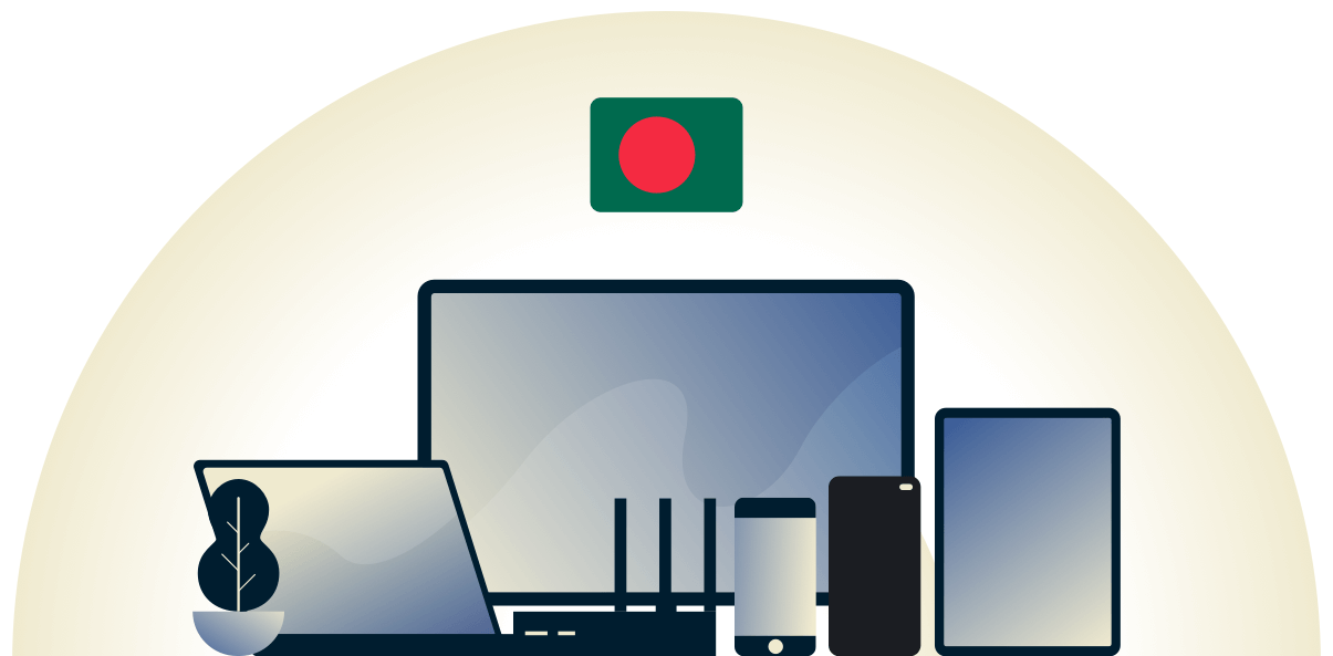 VPN per il Bangladesh che protegge una variet&agrave; di dispositivi.
